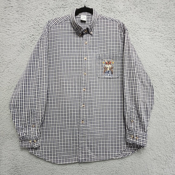 Wile E Coyote Hot Head Plaid Flannel Shirt Mens L Warner Bros Store Looney Tunes - Picture 2 of 8